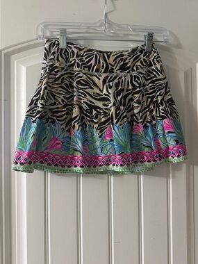 Lilly Pulitzer Zebra-Print Mini Skirt in Black, Cream & Pink